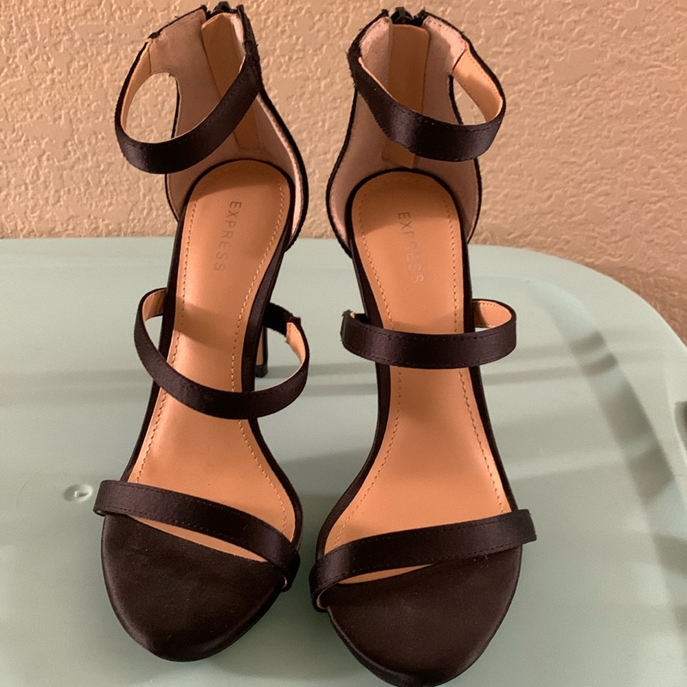 Express black 3 straps heels - size 6